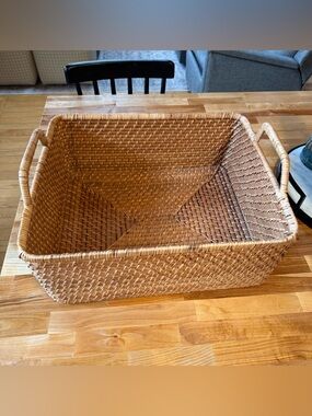 WE | Modern Weave Rattan Basket | 17” x 14” x 7”
